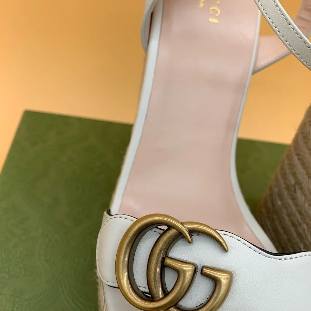 Gucci Lifford Double G Logo Espadrilles Sandals size 41.5
